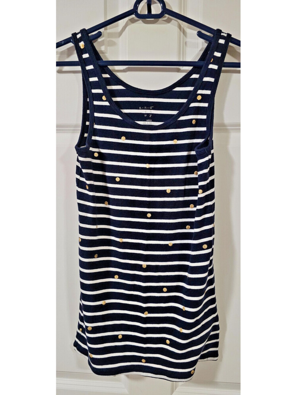 A New Day Women’s Size Large Blue/White Stripped Tank Top